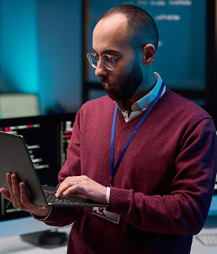 Man working on a laptop